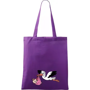 Čáp a miminko - holka (Hana-creative) - Taška bavlněná - 42 x 38 cm ( Fialová )