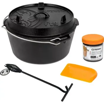 Kempingové nádobí Petromax litinový kotlík bez nožiček ft9 + příslušenství