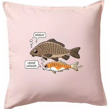 Polštář Hezké Vánoce Kapr a Koi kapr (Hana-creative) - Polštář 50x50 - 50x50 - Pouze potah ( Světle růžová )