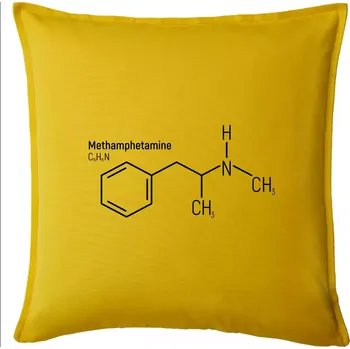 Polštář Molekulární struktura Metamfetamin - Polštář 50x50 - 50x50 - Pouze potah ( Žlutá )