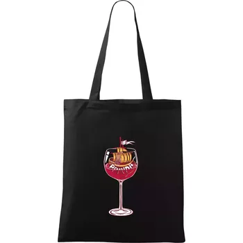 Nákupní taška Sklenička - ve víne je pravda - červené víno (Pecka design) - Taška bavlněná - 42 x 38 cm ( Černá )