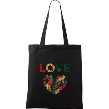 Love srdce divočina (Pecka design) - Taška bavlněná - 42 x 38 cm ( Černá )