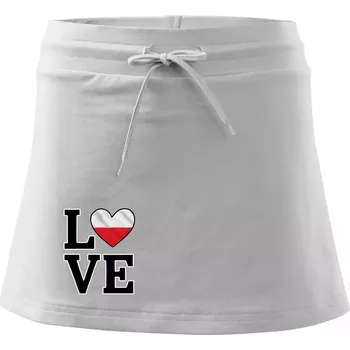 Dámská sukně Love Polská vlajka - Sportovní sukně - two in one - XL ( Bílá )