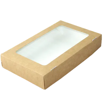 Dóza na potraviny EcoRevolution Obaly Papírový box EKO na jídlo 260x150x40 mm hnědý s okénkem 1450 ml ideal pack® bal/50 ks Balení: 50