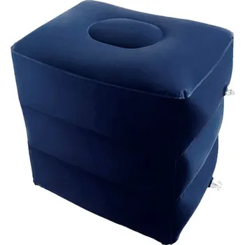 PVC nafukovací dětská opěrka nohou do letadla 30x38x40 cm Nastavitelná výška 3 díly Cestovní podnožka Komfort při dlouhém letu tmavě modrá