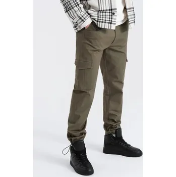 Pánské kalhoty Ombre Clothing Olivové moderní pánské kalhoty V1 PACG-0189