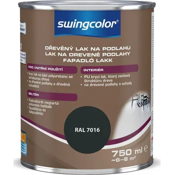 barva a nátěr na dřevo Swingcolor Podlahový lak na dřevo, antracitově šedý, 750 ml 6160.T0750.7016