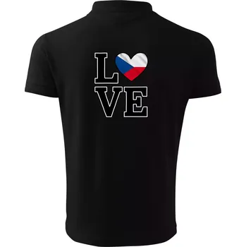 Pánská košile Love Česká vlajka - Polokošile pánská Pique Polo 203 - 4XL ( Černá )