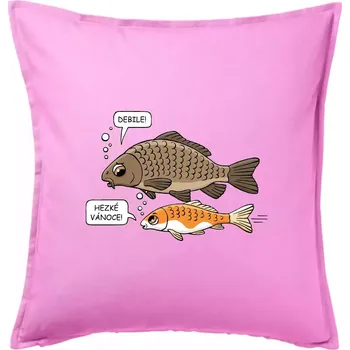 Polštář Hezké Vánoce Kapr a Koi kapr (Hana-creative) - Polštář 50x50 - 50x50 - Pouze potah ( Růžová )