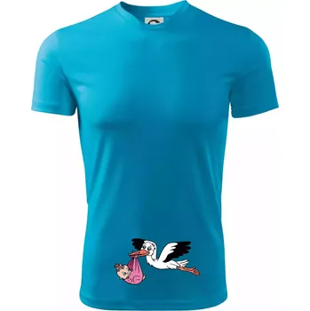 Chlapecké oblečení Čáp a miminko - holka (Hana-creative) - Dětské triko sportovní (dresovina) - 122 cm/6 let ( Světlý tyrkys )