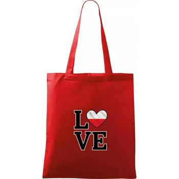 Love Polská vlajka - Taška bavlněná - 42 x 38 cm ( Červená )