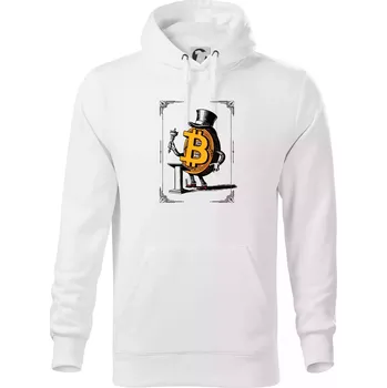 Pánská mikina Oldschool bitcoin - Mikina pánská Cape s kapucí - L ( Bílá )