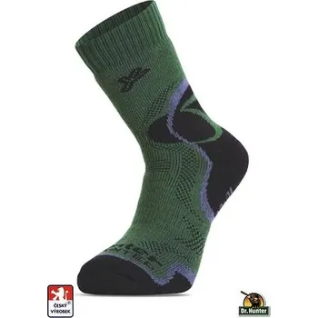 Rybářské oblečení Ponožky Dr. Hunter Winter, MERINO zimní trek THERMO 42-44 Zelené