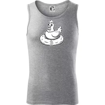 Kuře sedící na bitcoinovém hnízdě - Tílko pánské Core - M ( Tmavě šedý melír )