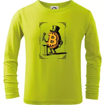 Dětská móda Oldschool bitcoin - Triko dětské Long Sleeve - 104-110cm / 3-4 roky ( Limetková )