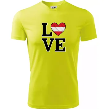 Love Rakouská vlajka - Dětské triko sportovní (dresovina) - 146 cm/10 let ( Neonově žlutá )