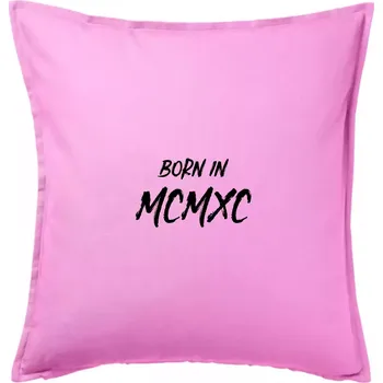 Polštář Born in - Římské číslo 1990 - Polštář 50x50 - 50x50 - Pouze potah ( Růžová )