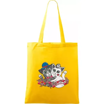 Kočky v objetí (Pecka design) - Taška bavlněná - 42 x 38 cm ( Žlutá )