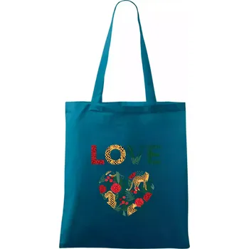 Love srdce divočina (Pecka design) - Taška bavlněná - 42 x 38 cm ( Petrolejová )