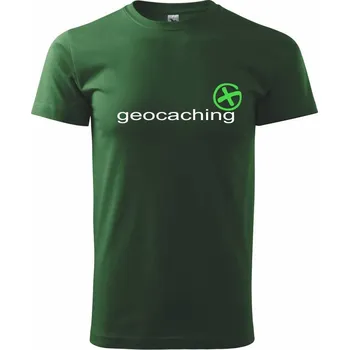 Pánské tričko Geocaching nápis - Triko extra velké (5-8XL) - 8XL ( Lahvově zelená )