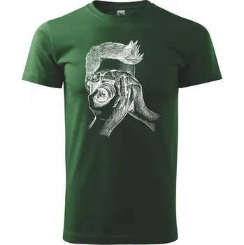 Pánské tričko Fotograf kreslený - Triko extra velké (5-8XL) - 8XL ( Lahvově zelená )
