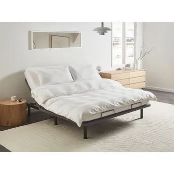 Ložnice Polohovatelný elektrický rošt rám postele šedý železo a polyester 180 x 200 cm malé jednolůžko dálkové ovládání 4 výšky nohou Beliani