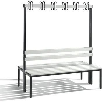 Dílenský stůl Šatní lavice Basic, oboustranná, sedák ze světle šedých lišt, š 1500 mm