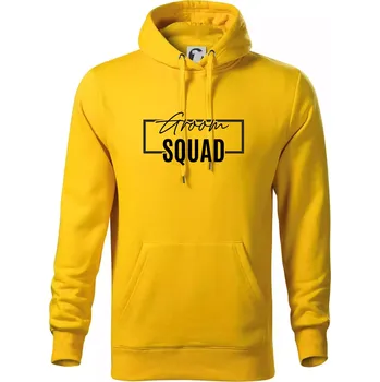 Pánská mikina Trika na rozlučku ve čtverci - Groom Squad - Mikina pánská Cape s kapucí - 4XL ( Žlutá )
