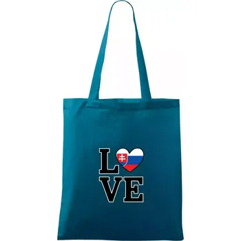 Love Slovenská vlajka - Taška bavlněná - 42 x 38 cm ( Petrolejová )