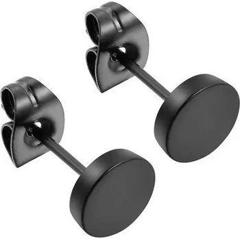 Náušnice Černé ocelové náušnice placičky 5 mm