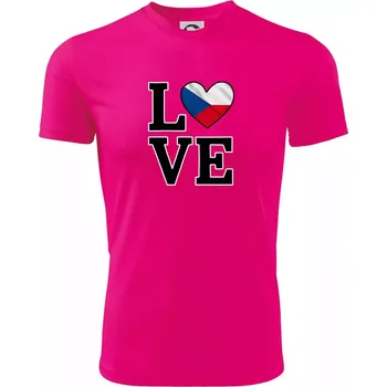 Love Česká vlajka - Dětské triko sportovní (dresovina) - 146 cm/10 let ( Neon Pink )