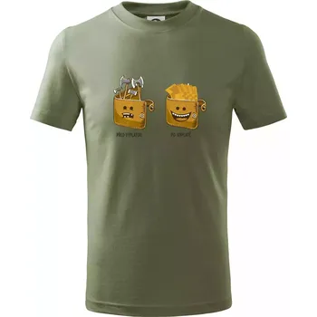 Chlapecké oblečení Před výplatou po výplatě (Pecka design) - Tričko dětské bavlněné - 134 cm/8 let ( Khaki )