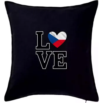 Polštář Love Česká vlajka - Polštář 50x50 - 50x50 - Pouze potah ( Černá )