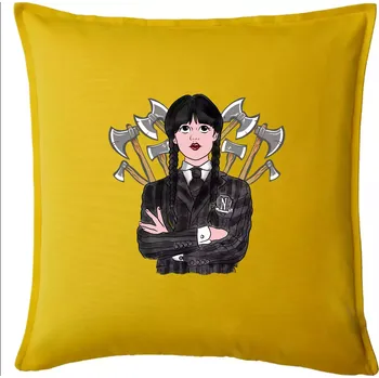 Polštář Sekery - holka v černém (Pecka design) - Polštář 50x50 - 50x50 - Pouze potah ( Žlutá )