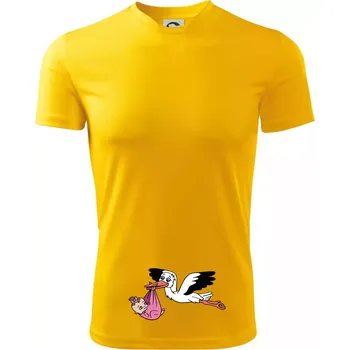 Chlapecké tričko Čáp a miminko - holka (Hana-creative) - Dětské triko sportovní (dresovina) - 122 cm/6 let ( Žlutá )