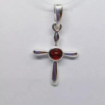 Přívěsek Přívěsek Malý křížek s jantarovou kuličkou (přívěsek)