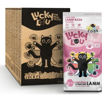 Krmivo pro kočku Výhodné balení 2x9kg Lucky Lou Light drůbeží a jehněčí granule pro kočky