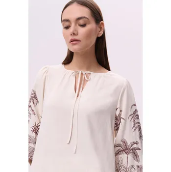 Dámská halenka Greenpoint dámská halenka s balonovými rukávy přírodní/hnědá Velikost: 42