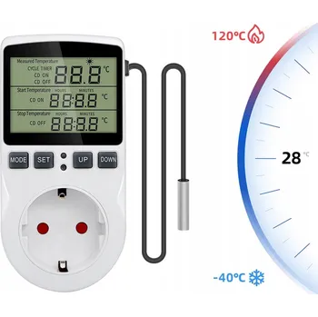 Termostat ELEKTRONICKÝ TERMOSTAT DIGITÁLNÍ REGULÁTOR TEPLOTY 16A 250V ZÁSUVKA