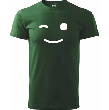Smajlík mrkací - Triko extra velké (5-8XL) - 8XL ( Lahvově zelená )