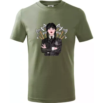 Sekery - holka v černém (Pecka design) - Tričko dětské bavlněné - 158 cm/12 let ( Khaki )