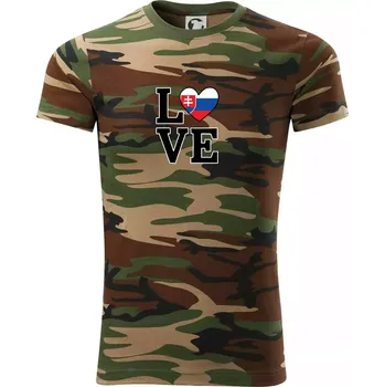 Pánské tričko Love Slovenská vlajka - Army CAMOUFLAGE - XL ( Hnědý maskáč )