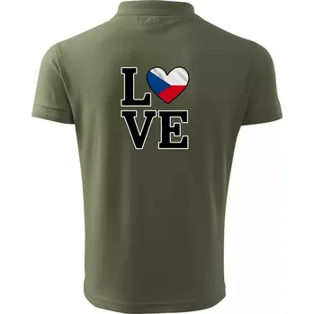 Pánská košile Love Česká vlajka - Polokošile pánská Pique Polo 203 - S ( Khaki )