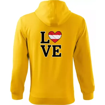 Pánská mikina Love Rakouská vlajka - Mikina s kapucí na zip trendy zipper - S ( Žlutá )