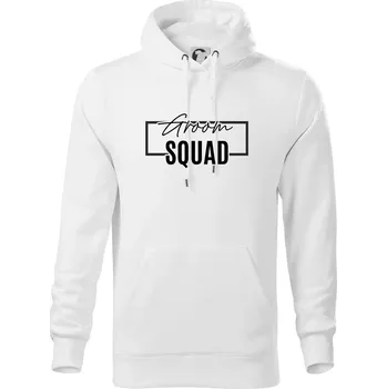 Pánská mikina Trika na rozlučku ve čtverci - Groom Squad - Mikina pánská Cape s kapucí - 4XL ( Bílá )