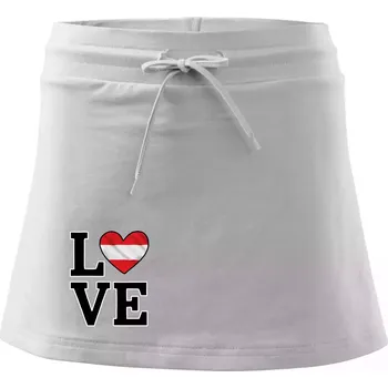 Dámská sukně Love Rakouská vlajka - Sportovní sukně - two in one - M ( Bílá )