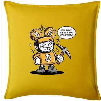 Polštář Hodl tight, it's time for my birthday! - Polštář 50x50 - 50x50 - Pouze potah ( Žlutá )