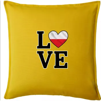 Polštář Love Polská vlajka - Polštář 50x50 - 50x50 - Pouze potah ( Žlutá )