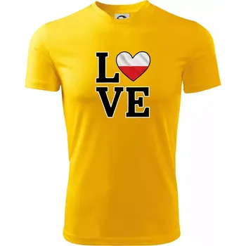 Chlapecké tričko Love Polská vlajka - Dětské triko sportovní (dresovina) - 122 cm/6 let ( Žlutá )