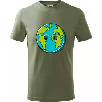 Planeta země knoflík (Pecka design) - Tričko dětské bavlněné - 104-110cm / 3-4 roky ( Khaki )